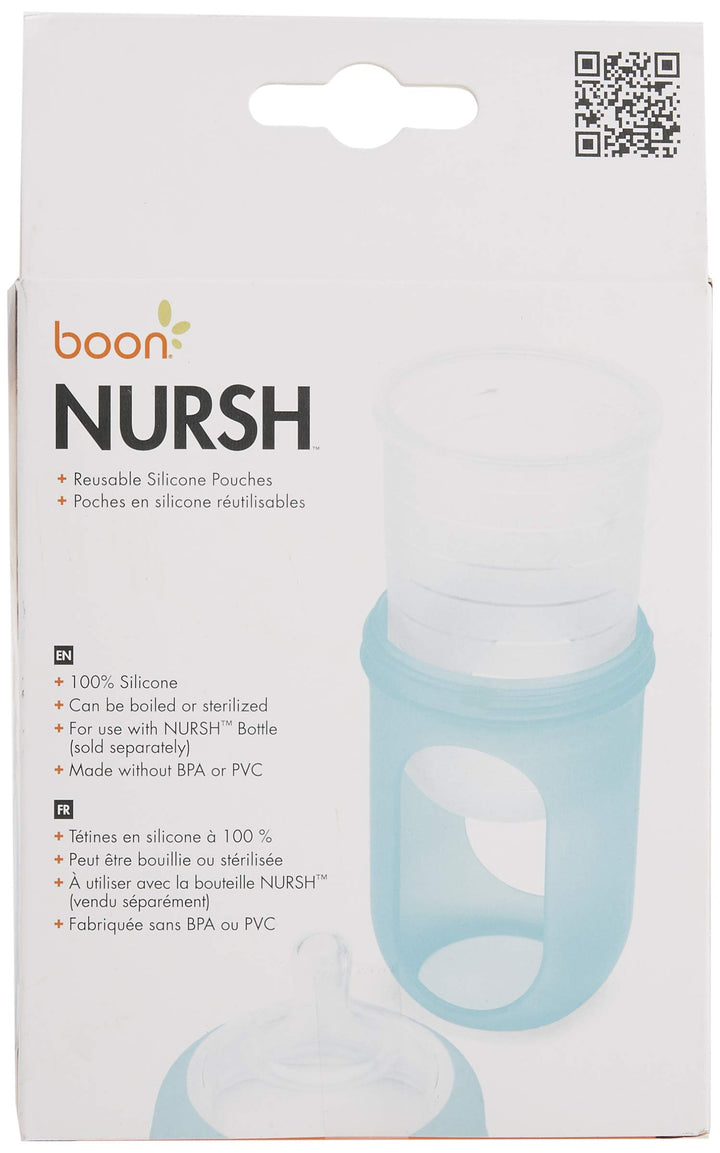 Nursh Reusable Replacement Pouch with Collapsible Silicone Pouch Design - Everyday Baby Essentials - Stage 2 Medium Flow Baby Bottles - Gray - 8 Oz