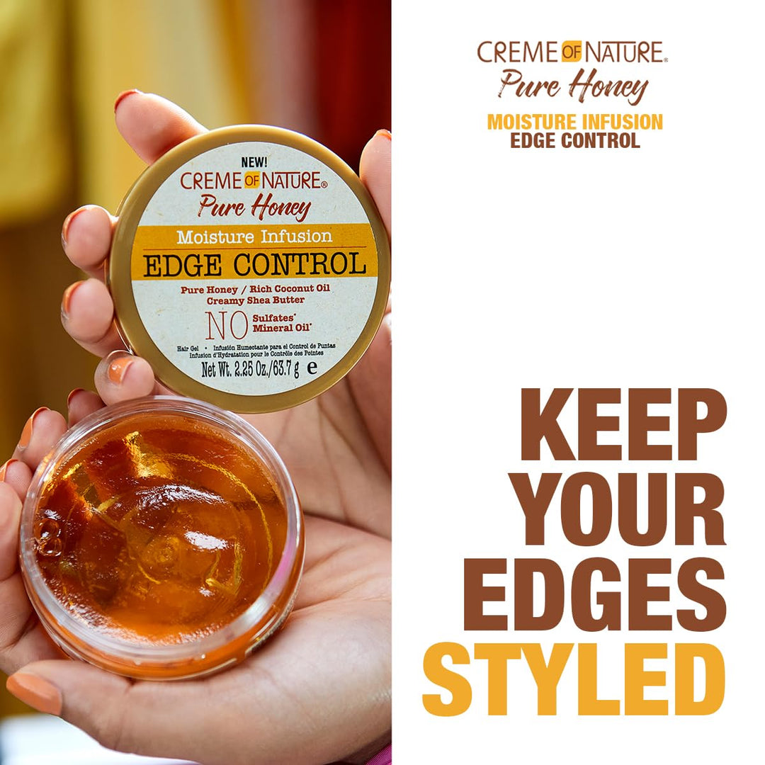 Creme Of Nature Pure Honey Edge Control Gel 2.25 Ounce Jar (66ml)