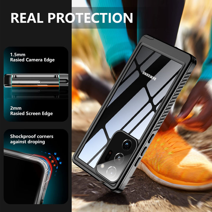 for Samsung Galaxy Note 20 Ultra Case Waterproof, Built in Screen Protector 360° Full Body Heavy Duty Shockproof IP68 Waterproof Note 20 Ultra Case for Samsung Note 20 Ultra 5G 6.9 Black