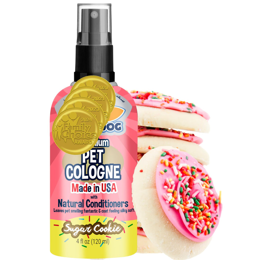 Natural Dog Cologne (Sugar Cookie) - Premium Scented Deodorizing Pet Perfume with Conditioner for Dogs & Cats - Keeps Pets Fresh & Clean - Gentle and Safe Formula, Made in USA (4 Fl Oz)