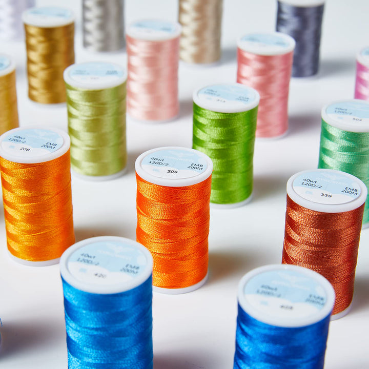 40 Brother Colors Polyester Embroidery Machine Thread Kit 200M (210Y) Each Spool for Brother Babylock Janome Singer Pfaff Husqvarna Bernina Embroidery and Sewing Machines…