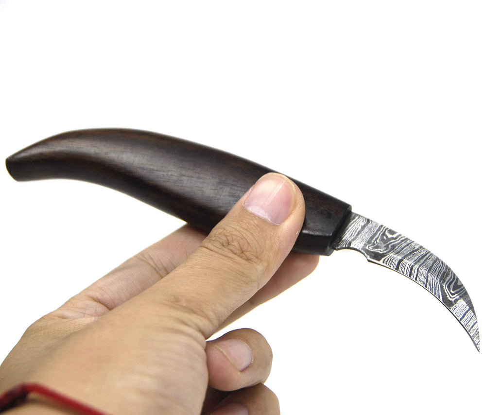 Damascus Steel 1095/15n20 Detail Wood Carving Knife with Walnut Handle Wood Carver Small Knife