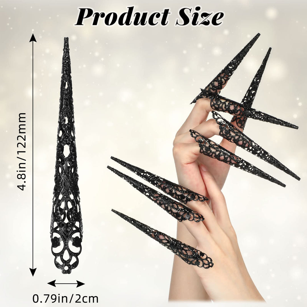 20 Packs halloween Finger Nail Claw Rings Ancient Queen Fingernail Claw Metal Finger Knuckle Claw for Halloween Women Cosplay Costume Drama Dance Show (Gold, Silver)