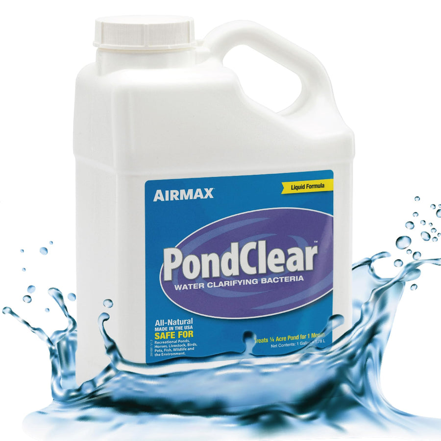 PondClear Liquid Bacteria for Lakes, Ponds & Water Garden Treatments, Natural Bio Clarifier & Cleaner for Crystal Clear Water, Remove Nutrients & Noxious Odor, Fish, Pet & Plant Safe, 1 Gallon