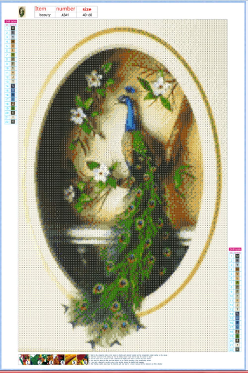 DIY 5D Diamond Painting by Number Kit, Peacock Diamond Painting Kits for Adults Rhinestone Embroidery Cross Stitch Kits Supply Arts Craft Canvas Wall Decor Stickers Home Decor 16x24 inches
