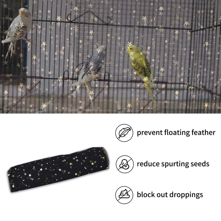 Large Bird Cage Net Cover, Bird Cage Seed Catcher, Universal Adjustable Bird Cage Skirt Cover Birdcage Nylon Seed Mesh Net Cover for Round Square Cages