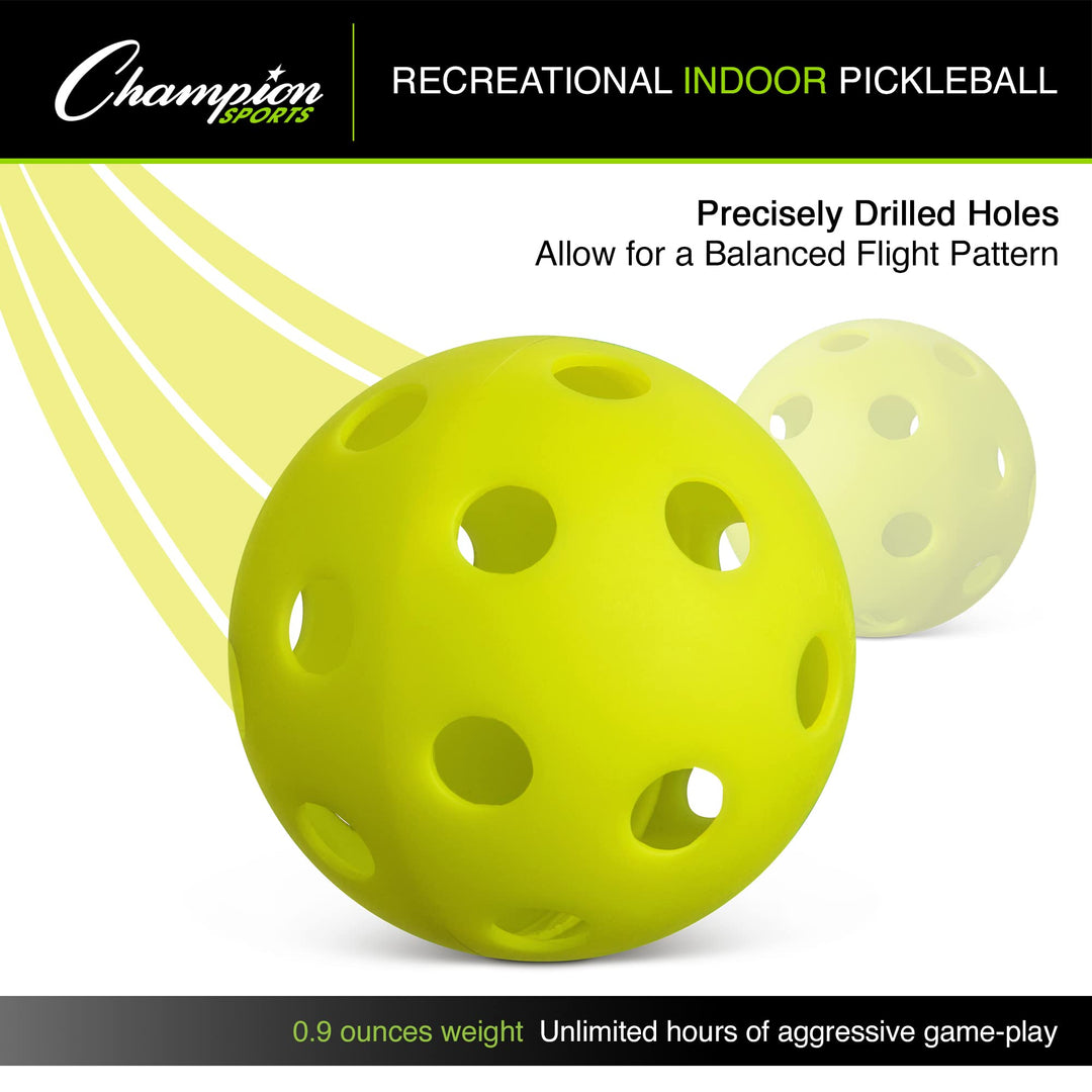 Pickleball Balls: Official Size Recreational and Tournament Pickleballs - Yellow Pickleball Ball Set for Outdoor and Indoor Courts - 6 Count (Pack of 1)