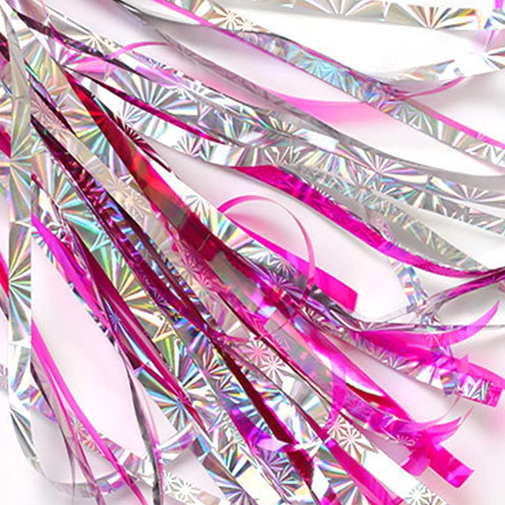 DELIGHTBOX Kids Bicycle Bike Handlebar Scooter Streamers Sparkle Tassel Ribbon for Girls Boys Hot Pink