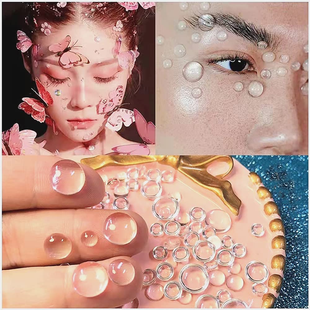 1600 Pieces Clear Dewdrop Water Droplets Embellishments Round Clear Dewdrop Beads Waterdrop Resin Beads for DIY Paper Crafts Cell Phone Case Card Making Decor Scrapbooking Accessories