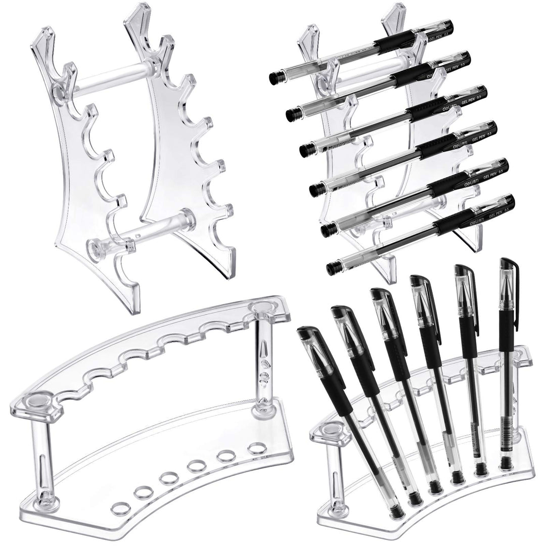 4 Pieces Pen Display Stand Acrylic pen Holder Clear Pen Stand Rack Organizer Nail Brush Holder Stand for Make Up Brush