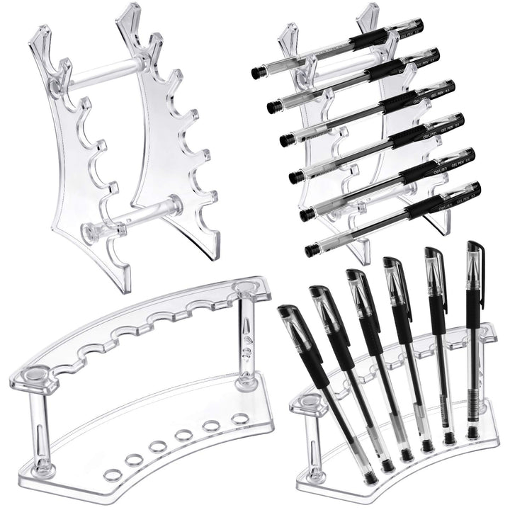 4 Pieces Pen Display Stand Acrylic pen Holder Clear Pen Stand Rack Organizer Nail Brush Holder Stand for Make Up Brush