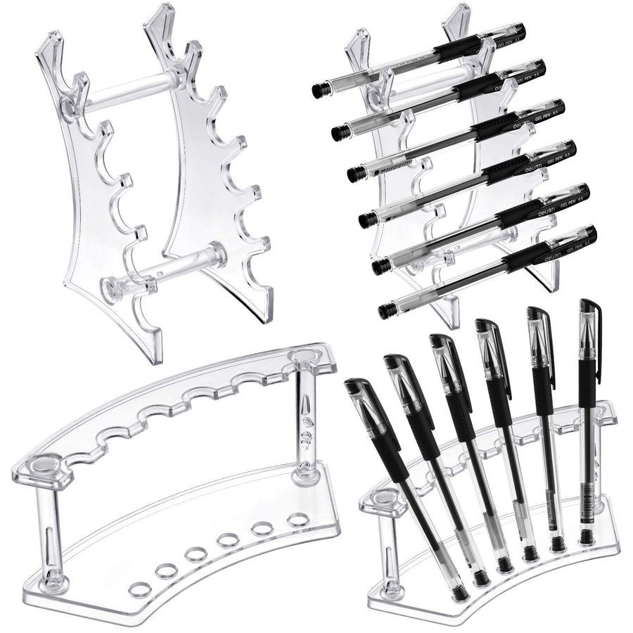 4 Pieces Pen Display Stand Acrylic pen Holder Clear Pen Stand Rack Organizer Nail Brush Holder Stand for Make Up Brush