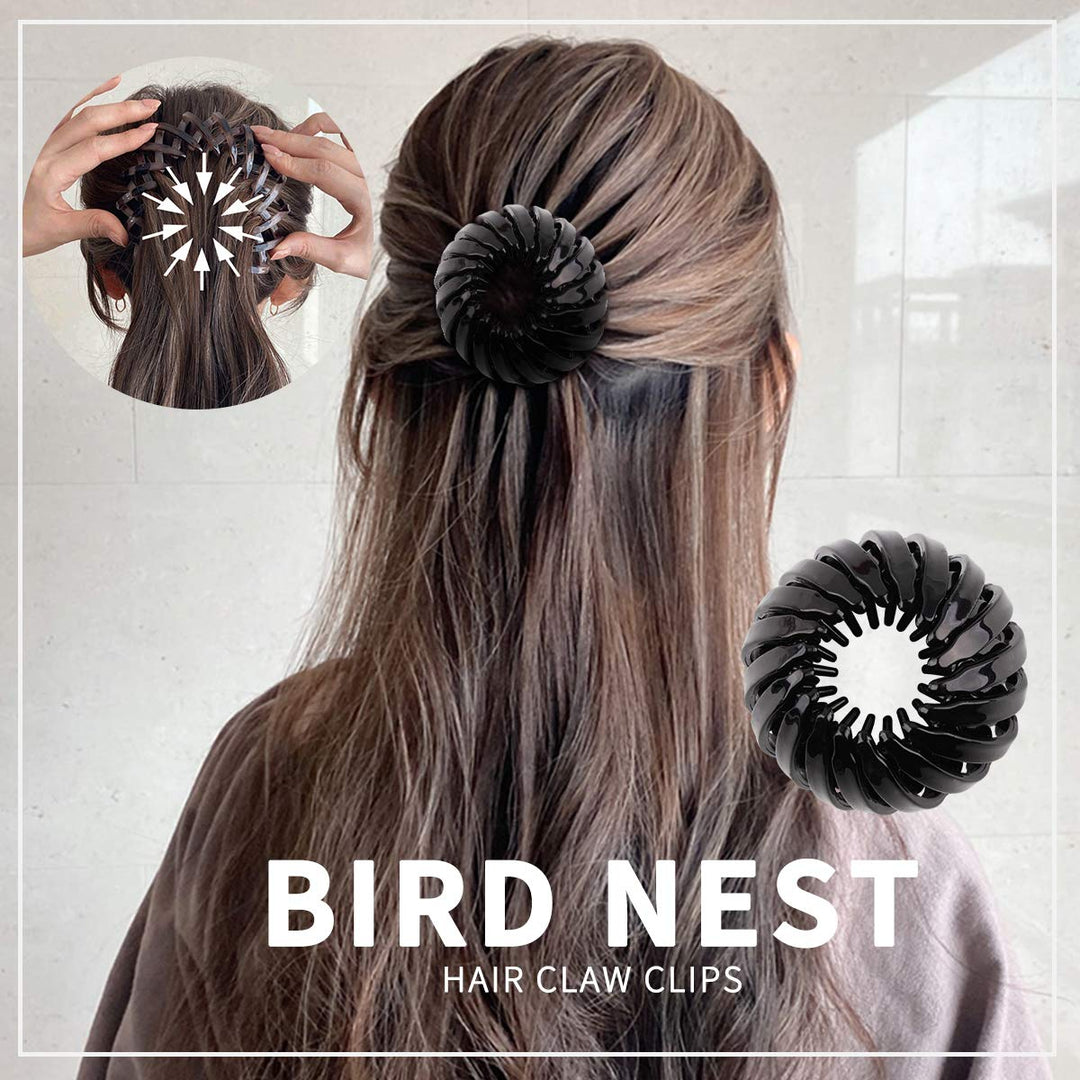 Bird Nest Magic Hair Clip, 3 Pcs Lazy Bird's Nest Plate Expandable Bun Maker Curling Ponytail Holder and Hair Accessories for Women and Girls