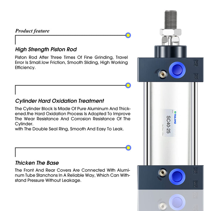 Air Cylinder SC 40 X 25 Bore: 40mm Stroke: 25mm Screwed Piston Rod Dual Action
