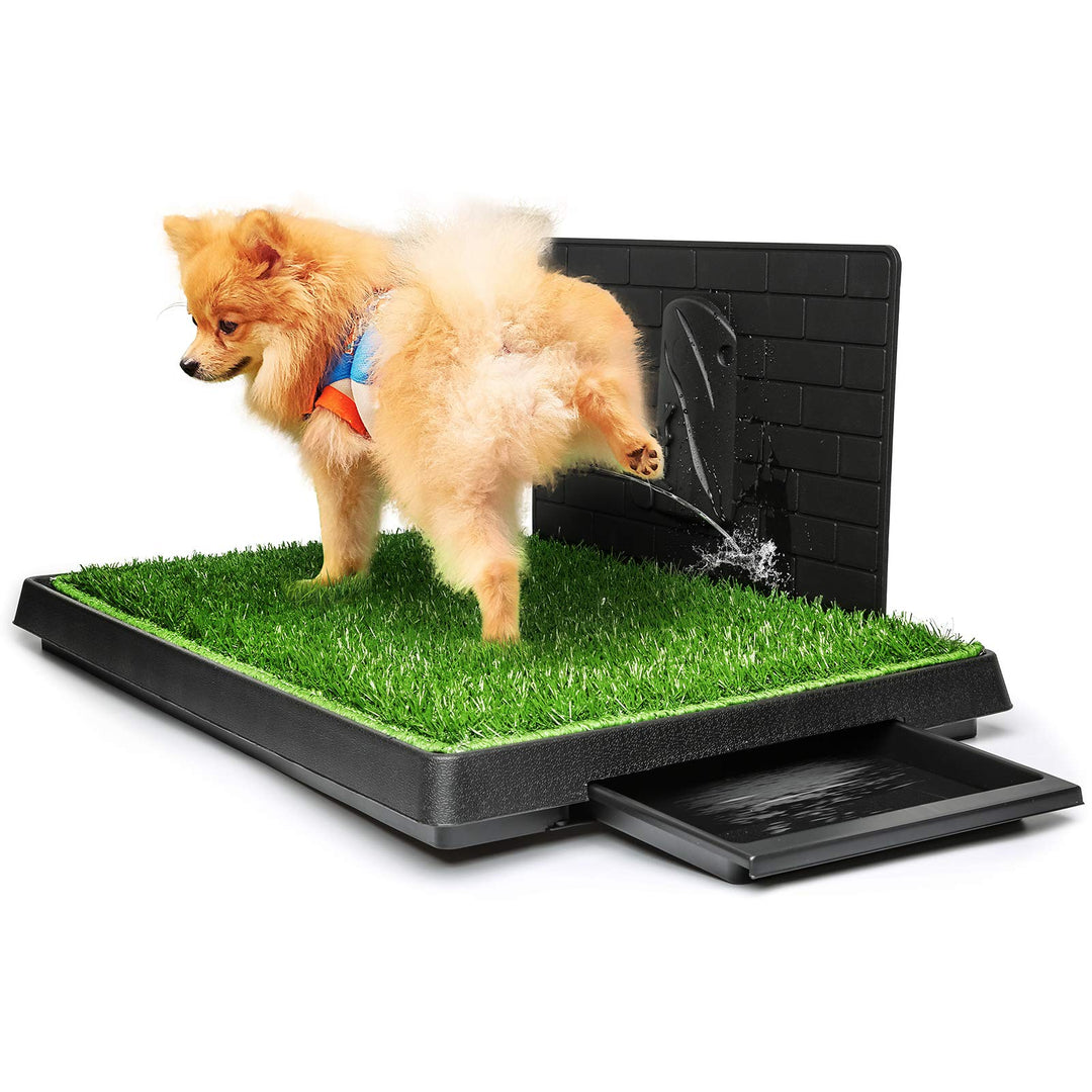 Dog Grass Pad with Tray Large, Puppy Turf Potty Reusable Training Pads with Pee Baffle, Artificial Grass Patch for Indoor and Outdoor Use, Ideal for Small and Medium Dogs (30×20)