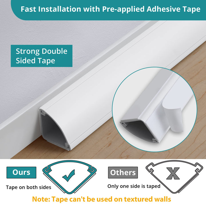 Corner Cable Concealer, 85-inch Corner Cord Cover, Large Capacity Corner Duct, Paintable Cable Management Channel for Floor Baseboard, Ceiling, Wall Corner - 5 X L 17in