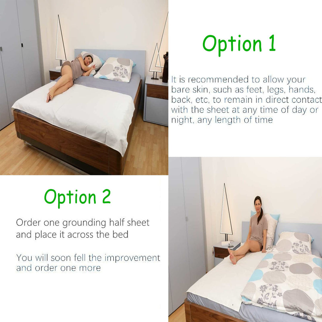 Grounding Sheet with Grounding Cord,Grounding Sheets with Organic Cotton Conductive Silver Fiber, Grounding Improve Sleep (35X59in White