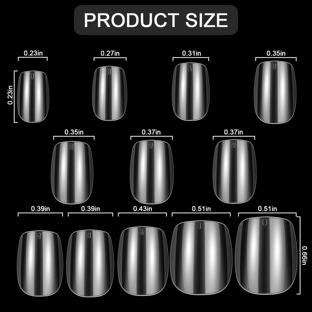 840 Pcs Kids False Nails 12 Sizes French Push On Natural False Nail Tips for Kids Little Girls Short Full Cover Fake Nails Artificial Fingernail (Transparent)