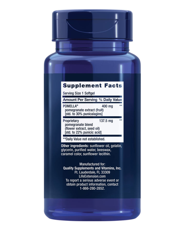 Pomegranate Complete, Fruit Extract, Flower, Seed Oil Extract, Cardiovascular Health, antioxidant Support, superfood Supplement, Gluten Free, Non-GMO, 30 softgels