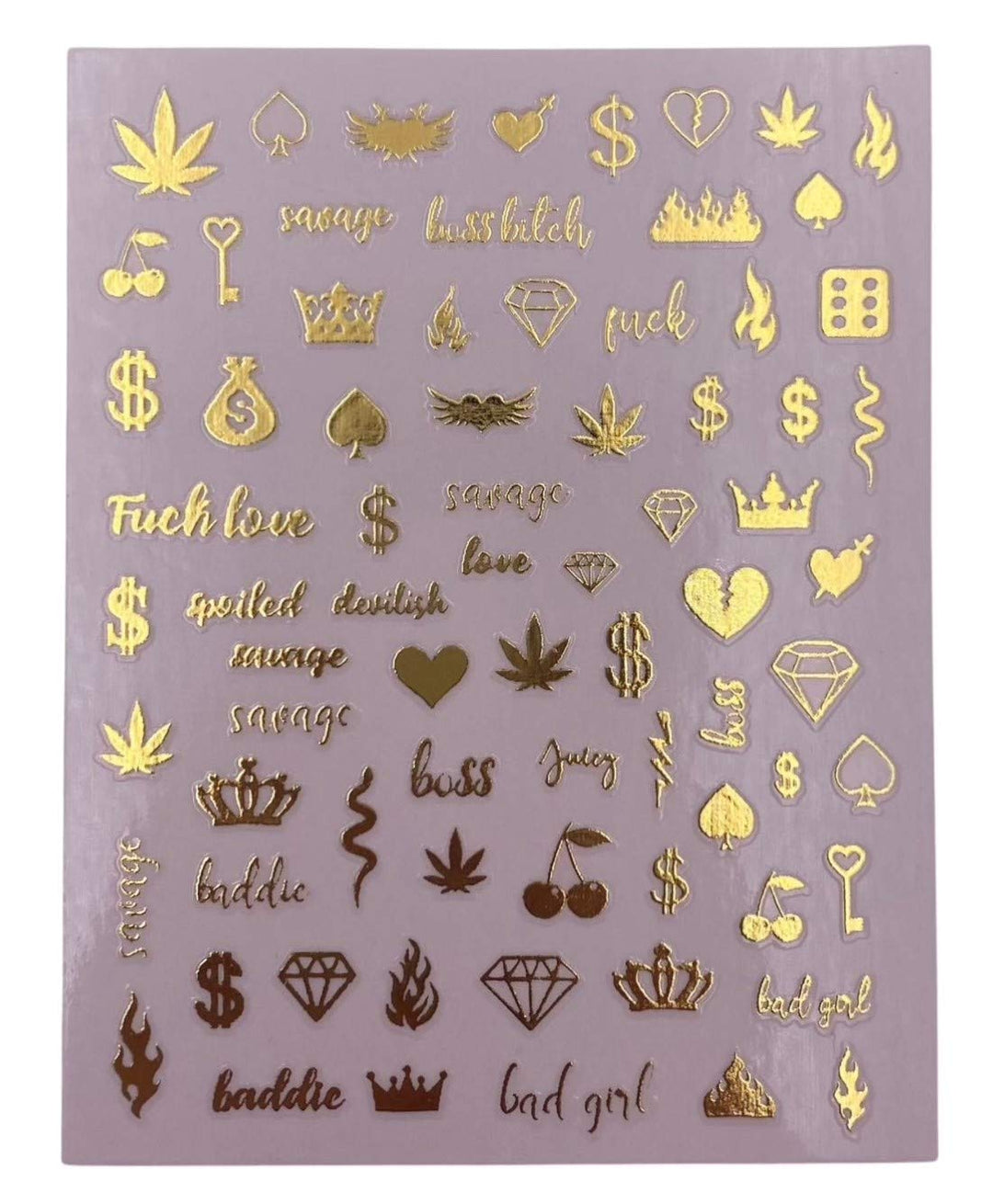 Impressed Authentic 5 Sheets Luxury Nail Art Stickers 500+ Chrome Gold Customized Nail Decals for Fake Nail Design Decorations and Salon Nails Accessories