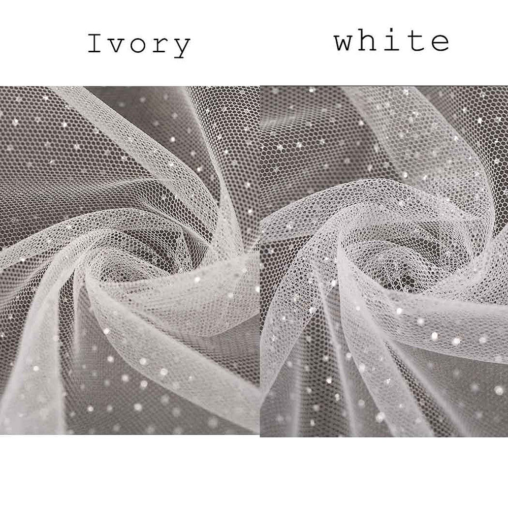 1 Tier Glitter Bride Wedding Veil Fingertip Bachelorette Party Veil Sparking Bridal Veil for Women and Girls (Ivory)