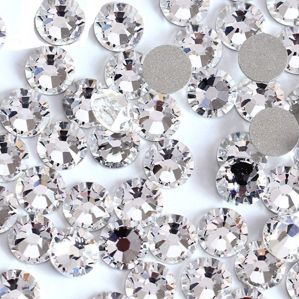 1440 Pieces SS8 / 2.3mm Clear Crystal Flat Back Brilliant Round Rhinestones Glass Stones Glitter Gems Transparent Faux Diamond (Clear)