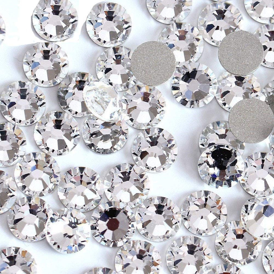1440 Pieces SS8 / 2.3mm Clear Crystal Flat Back Brilliant Round Rhinestones Glass Stones Glitter Gems Transparent Faux Diamond (Clear)
