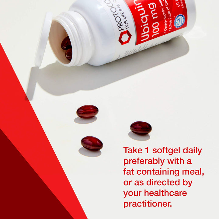 Protocol For Life Balance - Ubiquinol 100 mg - Cardiovascular Support with Active Form of CoQ10, Supports Energy Production, Heart Health, Antioxidant Activity - 60 Softgels