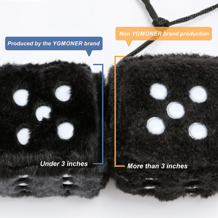 Couple 2.75” Fuzzy Dice with Leather Dots Retro Car Mirror Hanging Accessories for Car Decoration (Grey)