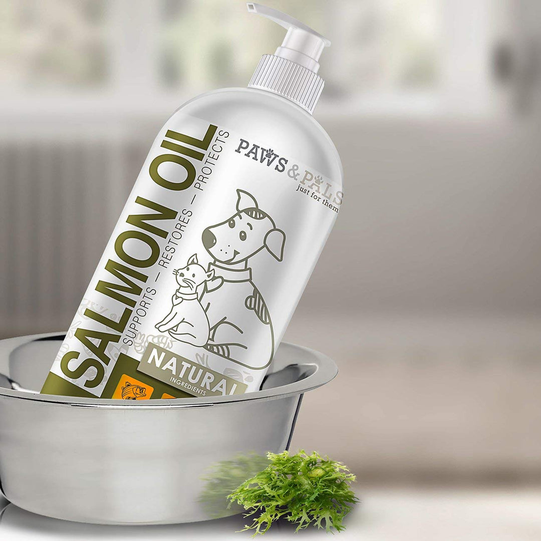 Wild Alaskan Salmon Oil for Dogs & Cats - Skin & Coat Omega 3 Fish Oil Liquid Food Supplement for Pets - Made in USA - Natural EPA + DHA Fatty Acids for Joint Function, Immune & Heart Health Support