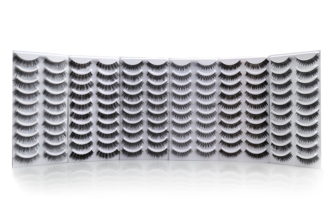False Eyelashes Variety Pack, 60 Pairs Reusable Handmade Fake Eyelashes in 6 Styles, Specialized Natural Soft, Criss-Cross, Wispies Lashes for Daily, Casual Events, Daytime Outings and More