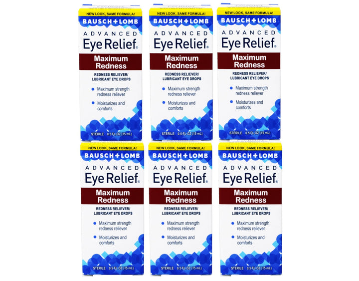 Bausch & Lomb Advanced Eye Relief Maximum Redness Reliver, 0.5 Fl Oz (Pack of 6)