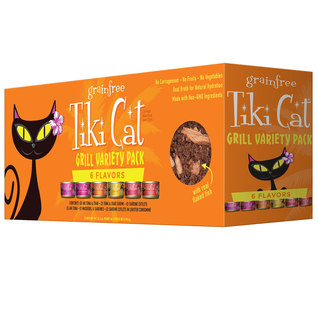 Tiki Cat Grill Wet Cat Food, Variety Pack, 2.8 oz. Cans (12 Count)