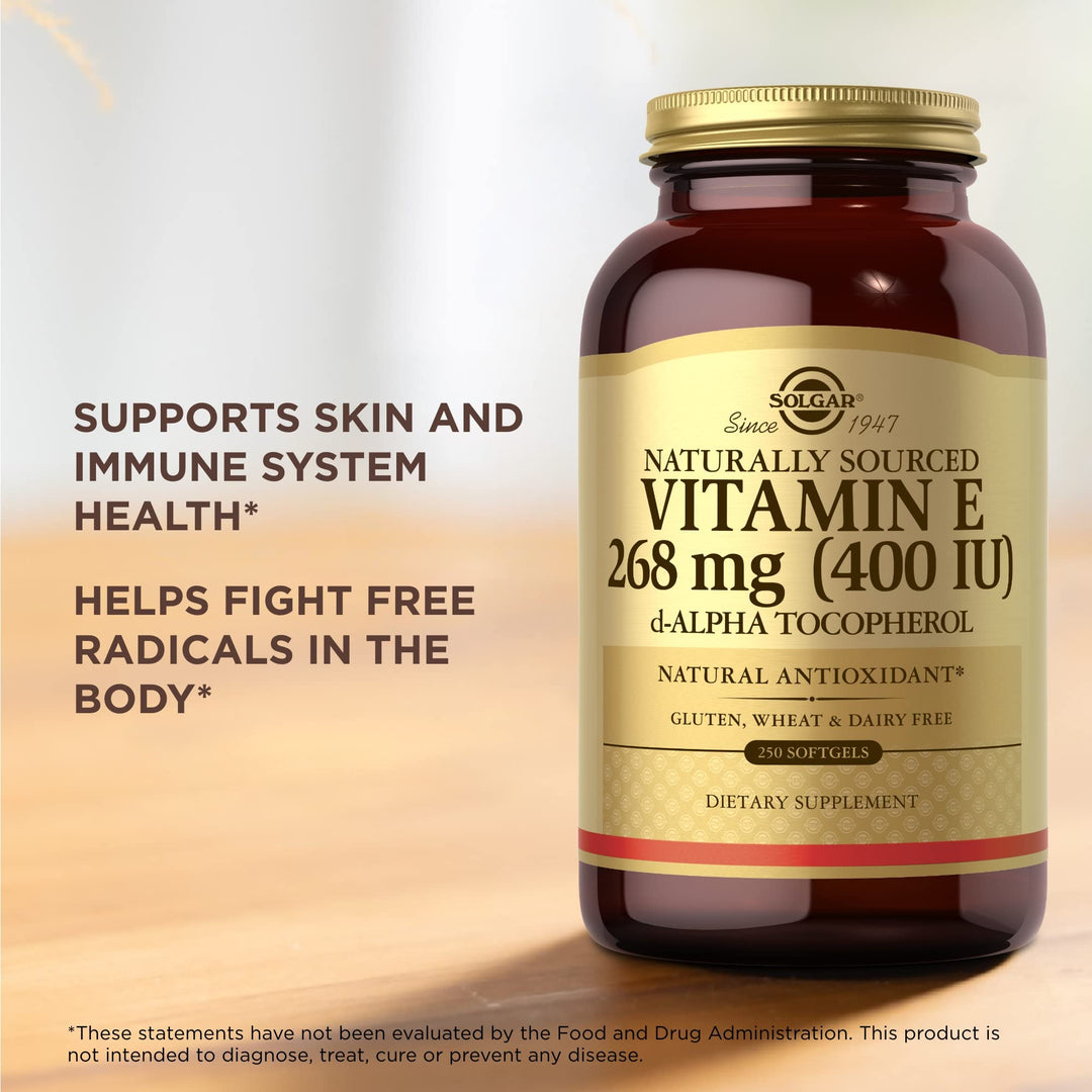 Vitamin E 268 mg (400 IU) - 250 Softgels - Naturally-Sourced Vitamin E as d-Alpha Tocopherol - Gluten Free, Dairy Free - 250 Servings
