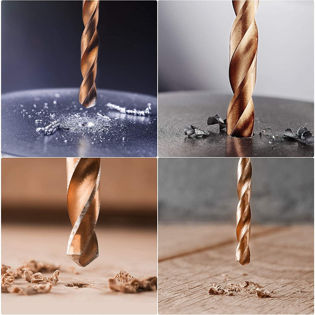 4mm HSS Straight Shank Cobalt Twist Drill Bit-Jobber Length Fully Ground Straight Shank – 5% Cobalt M35 Grade, Champagne for Stainless Steel Cast Iron 5PCS