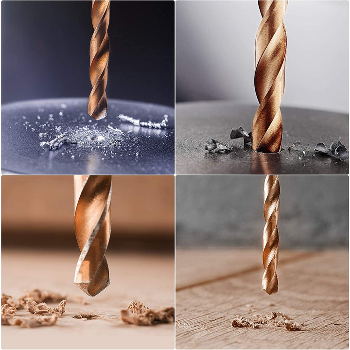4mm HSS Straight Shank Cobalt Twist Drill Bit-Jobber Length Fully Ground Straight Shank – 5% Cobalt M35 Grade, Champagne for Stainless Steel Cast Iron 5PCS