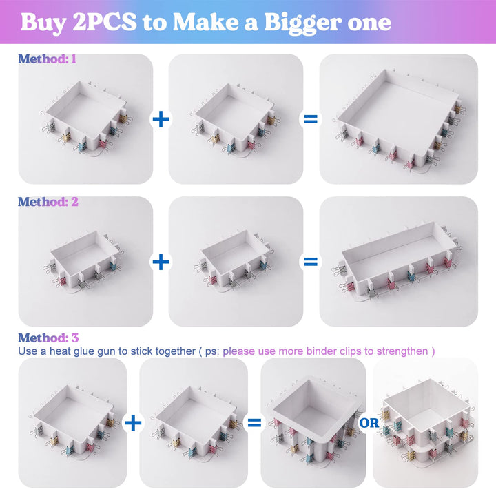 LET'S RESIN Adjustable Mold Housing for Silicone Molds Making, Silicone Mold for Resin Mold Making Silicone Rubber, Plastic Housing Frame for DIY Resin Molds, Candle Molds, Soap Molds Making