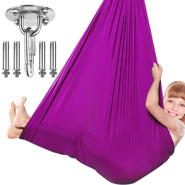 Sensory Swing Indoor, Swing Hammock Chair for Kids with Special Needs, Autism, ADHD, SPD, Aspergers, Sensory Integration, Snuggle Cuddle Pod Therapy Swing with Hardware Included (Blue)
