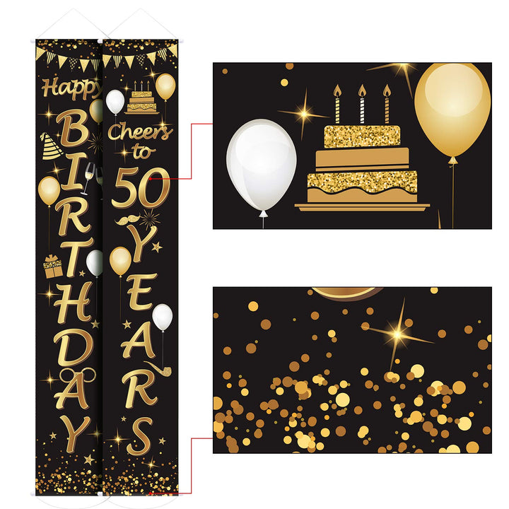 2 Pieces 50th Birthday Party Decorations Cheers to 50 Years Banner 50th Party Decorations Welcome Porch for 50 Years Birthday Supplies (50th Birthday)