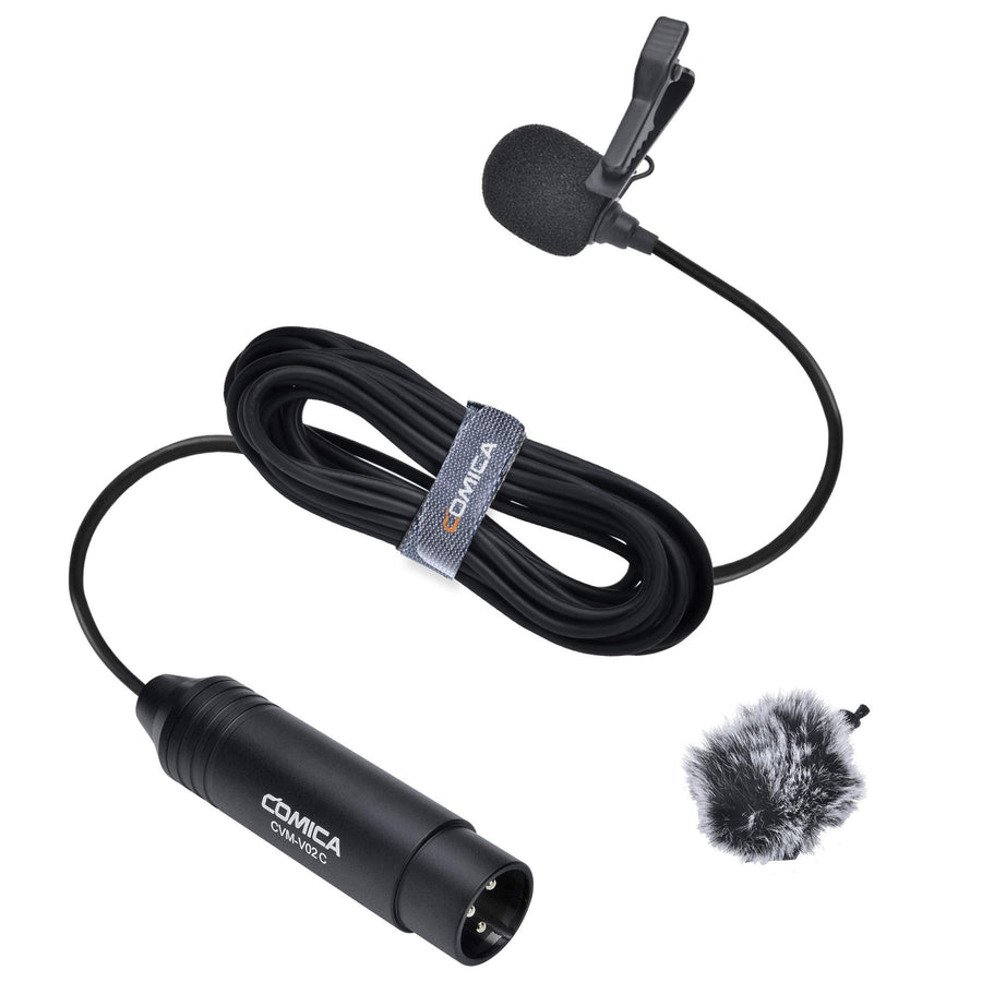 XLR Microphone CVM-V02C Cardioid XLR Lavalier Lapel Microphone, Microphone for Camera Canon Sony Panasonic Camcorders Zoom H4n H5 H6 Tascam DR-40 DR-100 Recorders (1 Pack)(5.9ft)