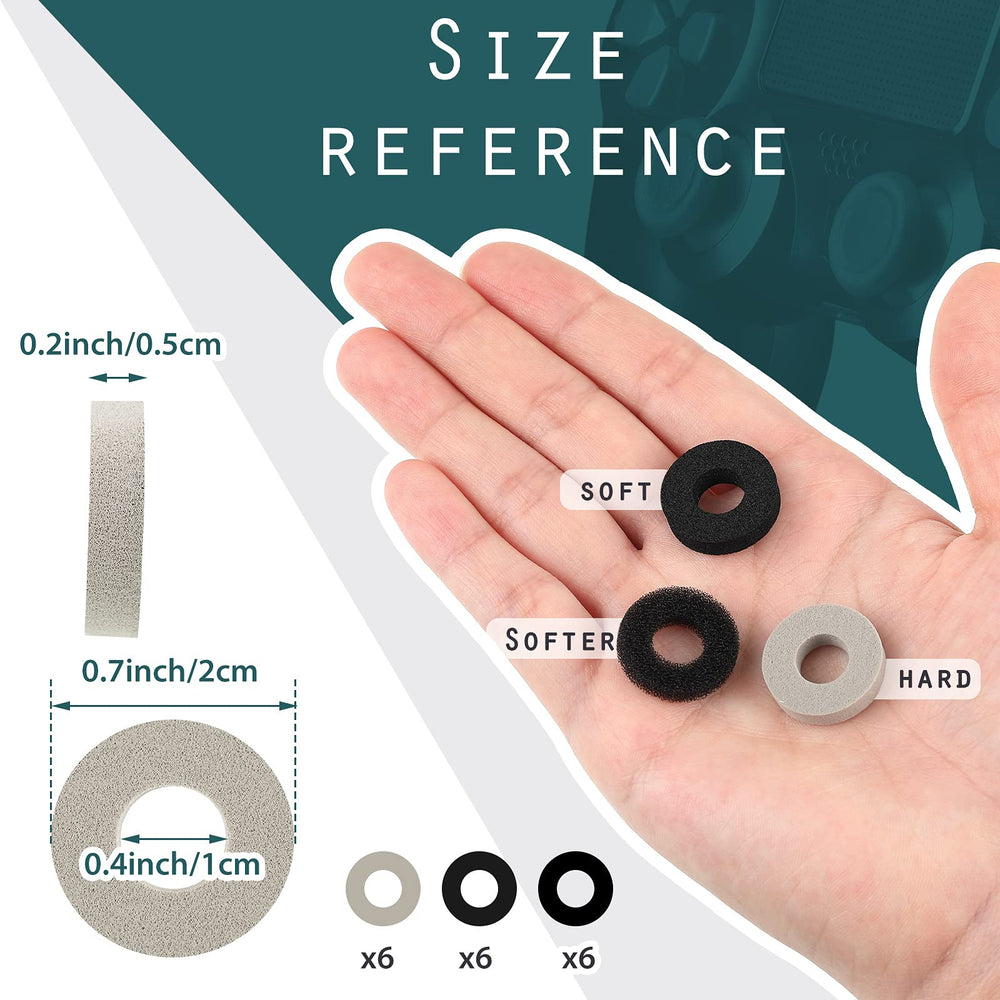 18 Pieces Precision Control Ring Aim Assist Precision Target Motion Control Compatible with PS4, PS5, Xbox One, Xbox Series X, Switch Pro and Scuf Controller Grips (6 Hard, 6 Soft and 6 Easy)