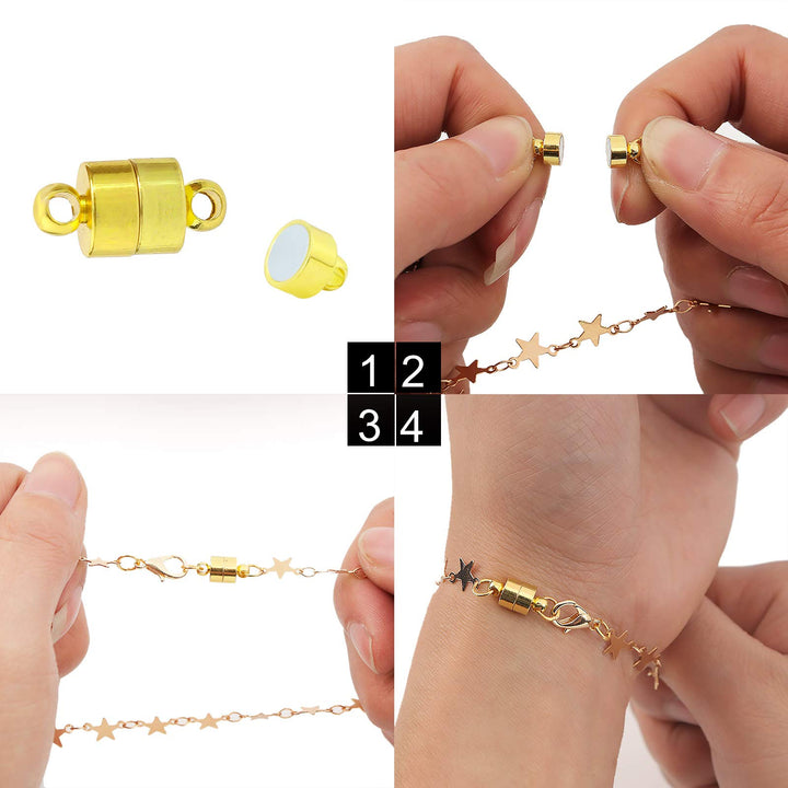 10-Piece Magnetic Necklace Bracelet Clasps and Closures for Jewelry Making Magnet Jewelry Extenders for Women, Rhodium Plated