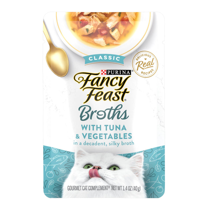Purina Lickable Wet Cat Food Broth Topper Classic Complement Tuna and Vegetable - (Pack of 16) 1.4 oz. Pouches