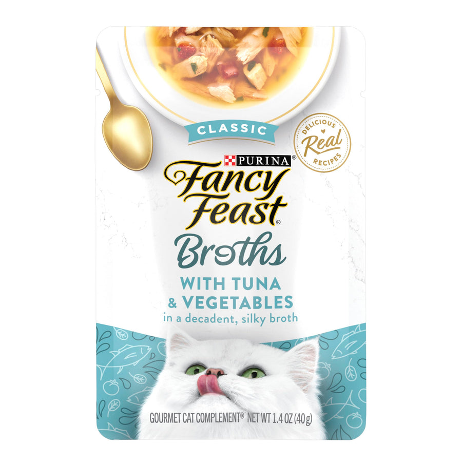 Purina Lickable Wet Cat Food Broth Topper Classic Complement Tuna and Vegetable - (Pack of 16) 1.4 oz. Pouches