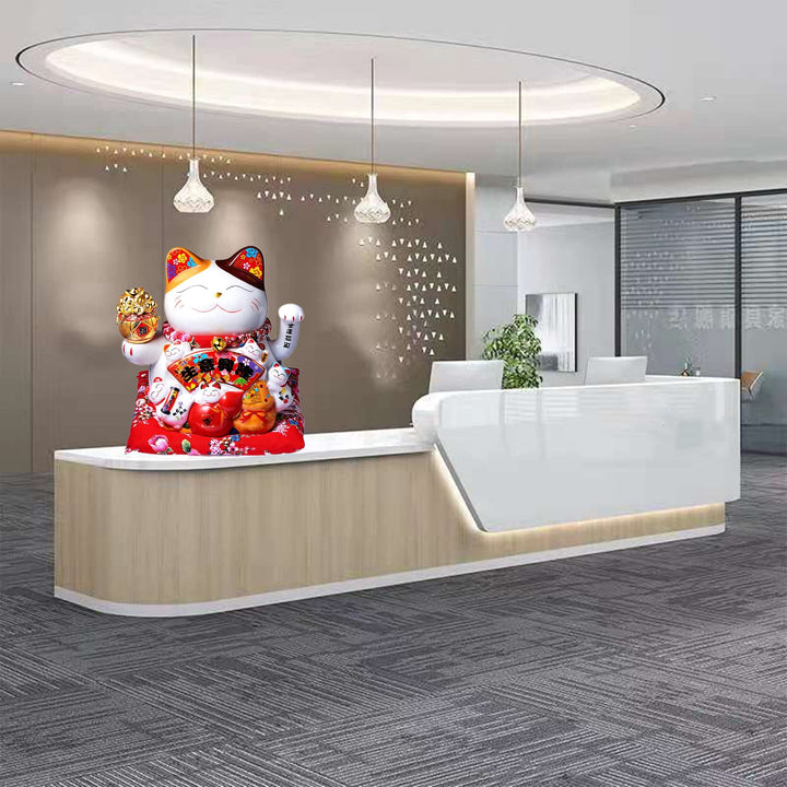 7 Inches Lucky Fortune Cat- Feng Shui Lucky Cat, (Ceramic Swing arm Lucky cat) Suitable for Shop, Restaurant, Living Room and Home Decoration