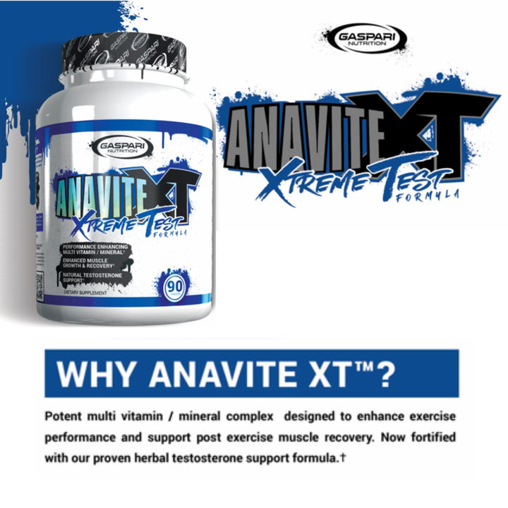 Anavite XT: Multivitamin and Mineral Complex for Men, Enhanced Muscle Growth and Recovery, Testosterone Support, 90 Tablets