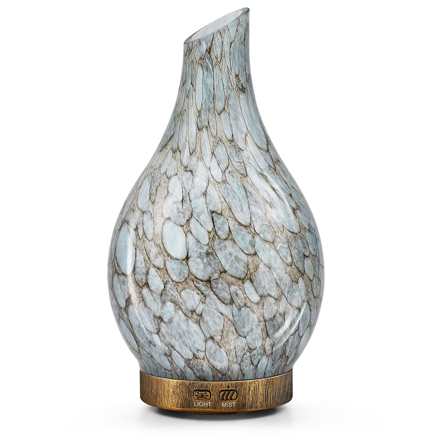 Essential Oil Diffusers 150ml, Glass Aromatherapy Diffuser with 2 Mist Modes Waterless Auto-Off 7 Colors Changed LED Handmade Glass Diffuser for Home Yoga Office