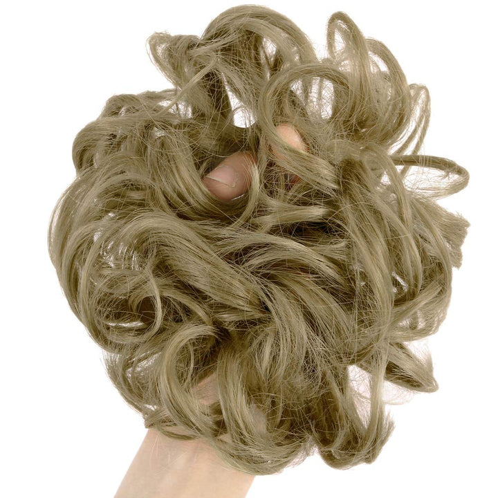 Hair Bun Extensions Wavy Curly Messy Donut Chignons Hair Piece Wig Hairpiece Ash Blonde
