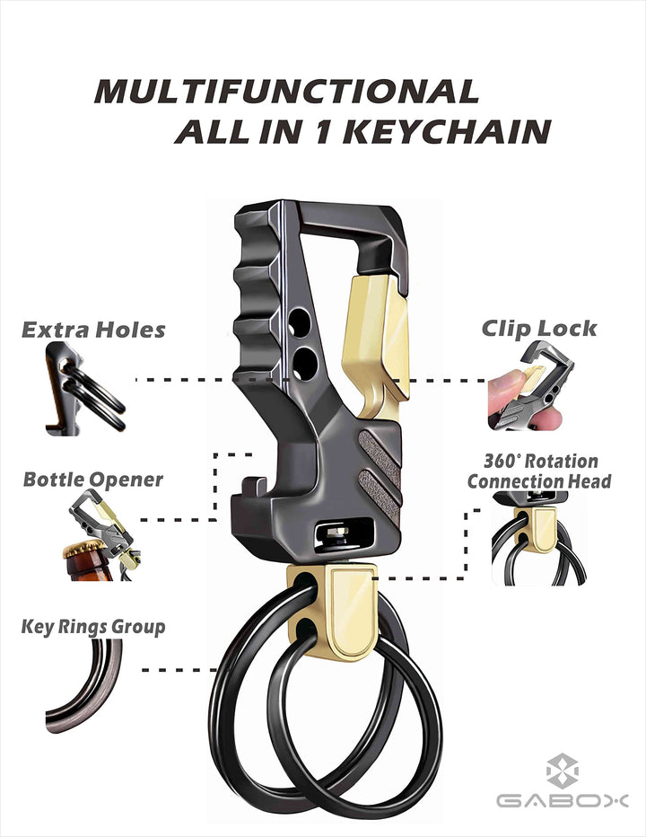 2Pcs KeyChains EDC Key Rings Key Chains Bottle Opener Auto Car Keys Tactical Carabiner Keychain with Clip