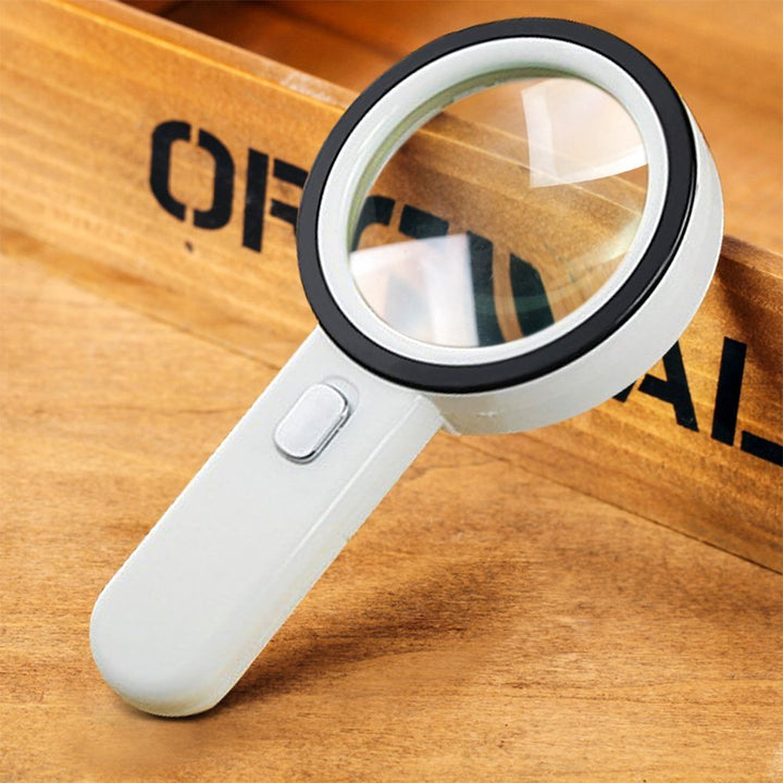 Number-One 10X LED Lighted Magnifier, Handheld Magnifying Glass Illuminated Lens with 12 Lights, 80mm Large Viewing Mirror